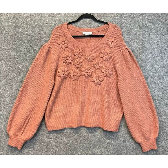 Liz Claiborne Sweaters - NWT LIZ CLAIBORNE Women’s Sweater XXL Rose Quartz Pink Floral Knit Pullover Cozy